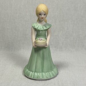 Growing up Birthday Girls Blonde Hair Green Dress With Cake Enesco Ceramic